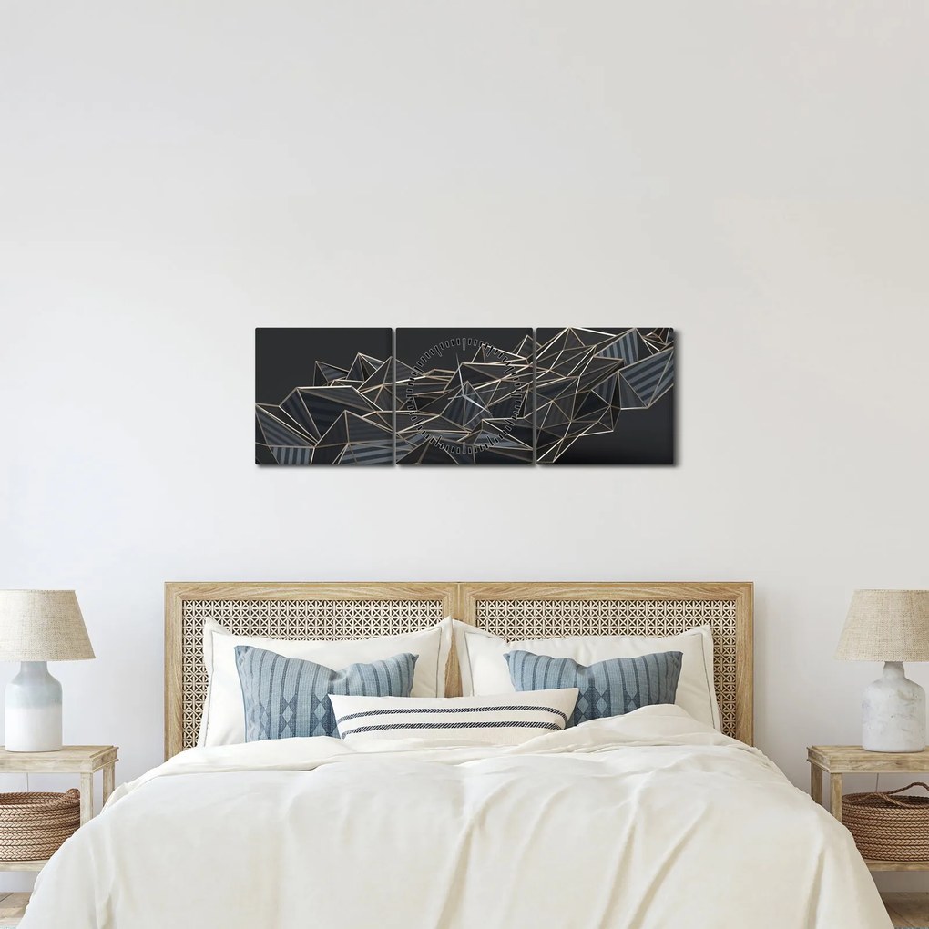 Obraz abstrakcji (z zegarem) (90x30 cm)