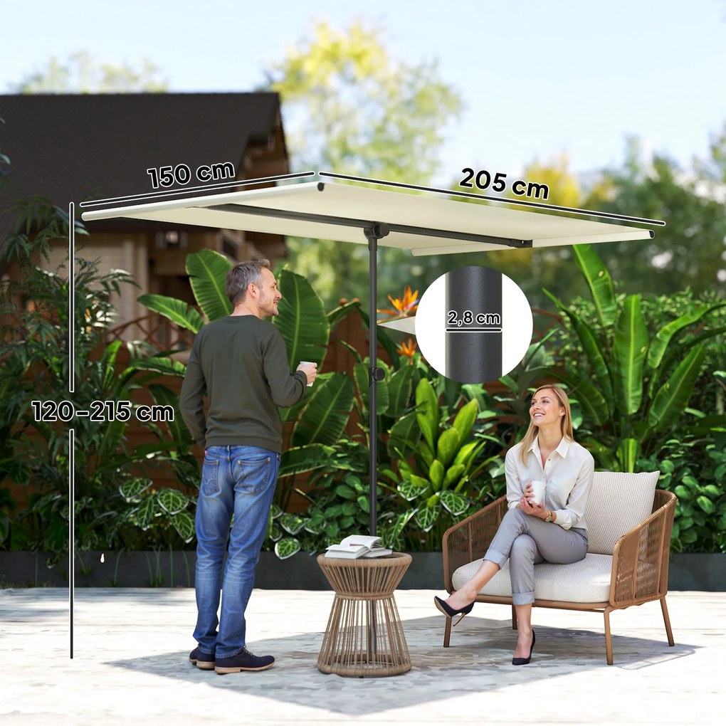 Outsunny Parasol Ogrodowy Obracający się o 180 Stopni z Ruchomym Masztem Aluminiowym 150x205cm Beżowy