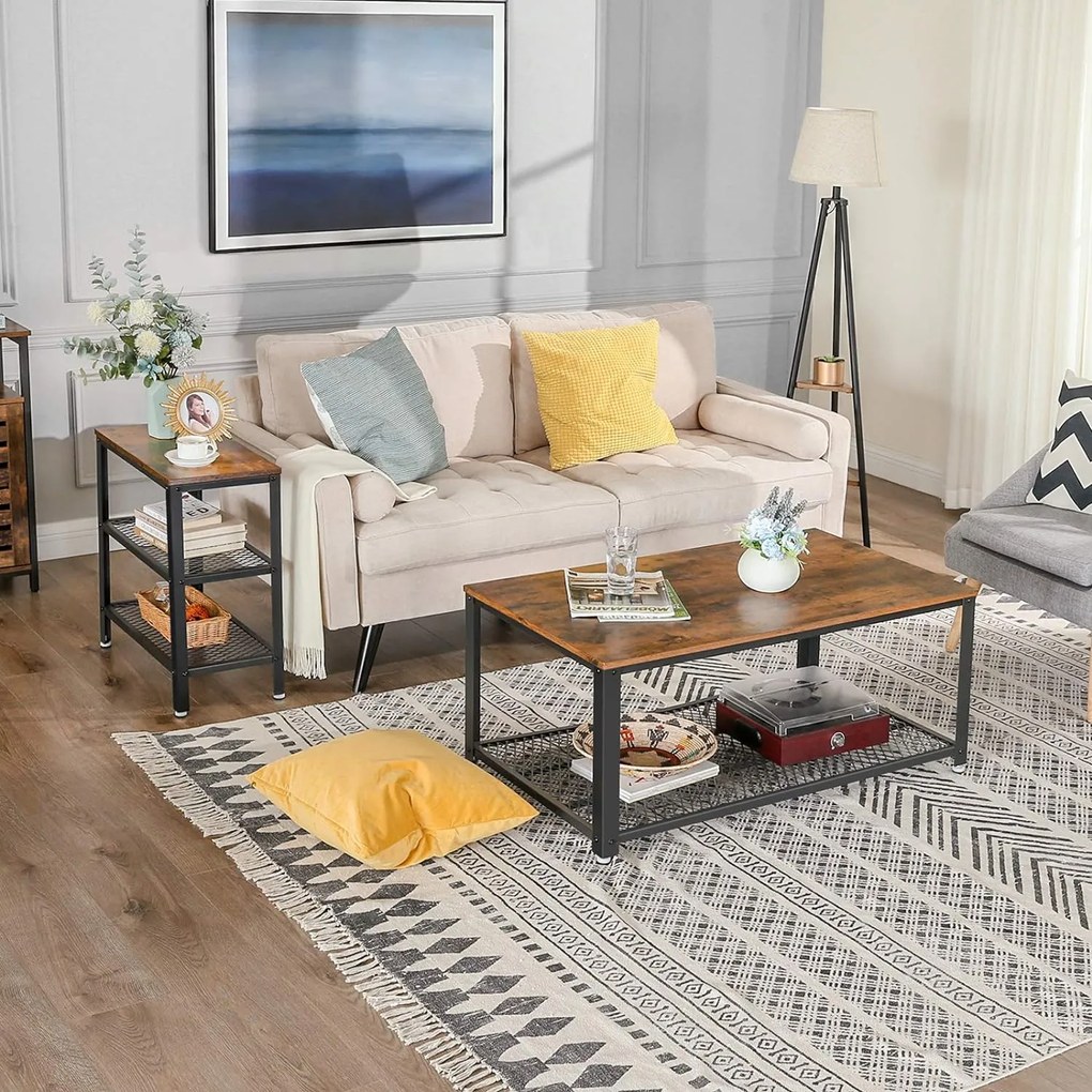 Stolik pomocniczy TAYLOR 60x30 cm, rustykalny brązowy