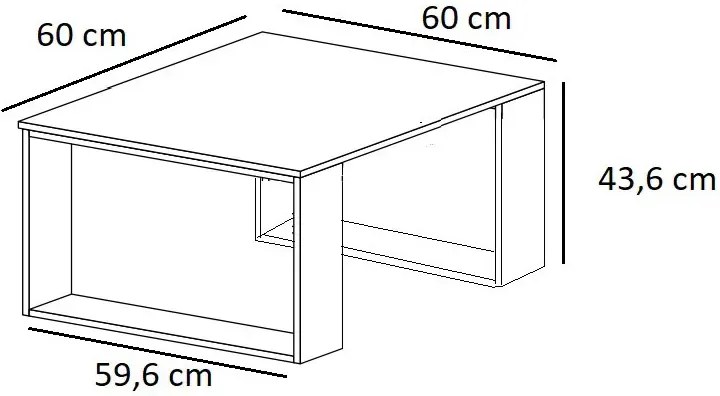 Loftowy Kwadratowy Stolik Kawowy Beton + Czarny Kiva