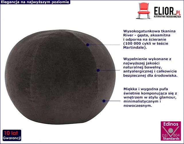 Szara okrągła pufa welurowa - Istro 2X
