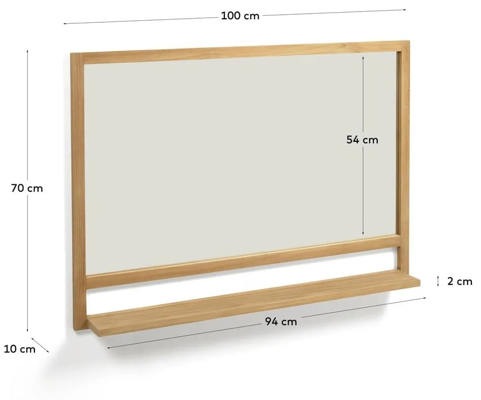 Lustro ścienne z półką i drewnianą ramą 100x70 cm Taciana – Kave Home