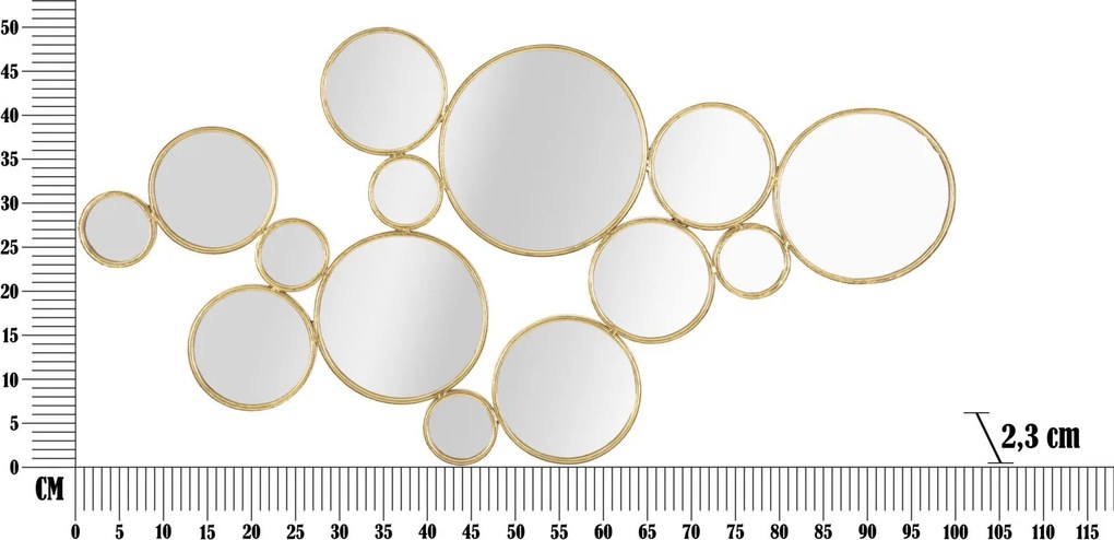 Kompozycja luster w złotej ramie, 100 x 51,5 cm