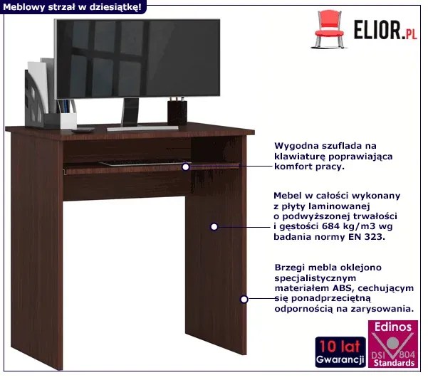 Wąskie Małe Biurko Komputerowe Wenge H9-S21