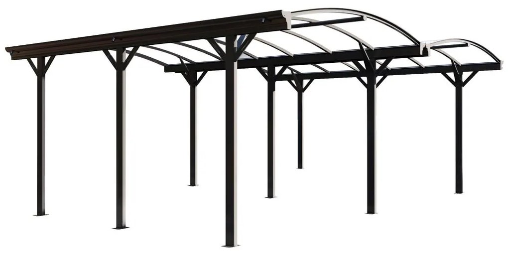 Wiata samochodowa podwójna pergola wolnostojąca z aluminium - 2 samochody - 30 m² - Antracytowy - BARESA