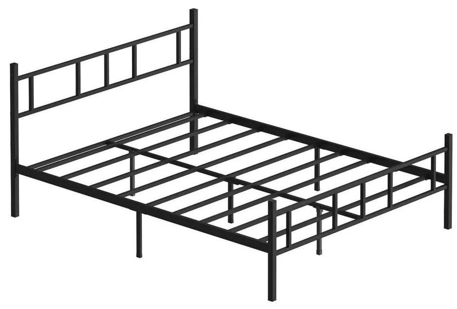Metalowe łóżko dwuosobowe PIRON 120x200 cm, czarne, nośność 120 kg