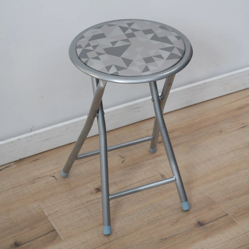 Stołek składany metalowy Flower Silver 30 cm PATIO