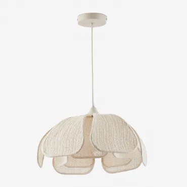 Lampa Sufitowa Wisząca Ø50 Cm Vidson Len I Bawełna Kremowa - Sklum