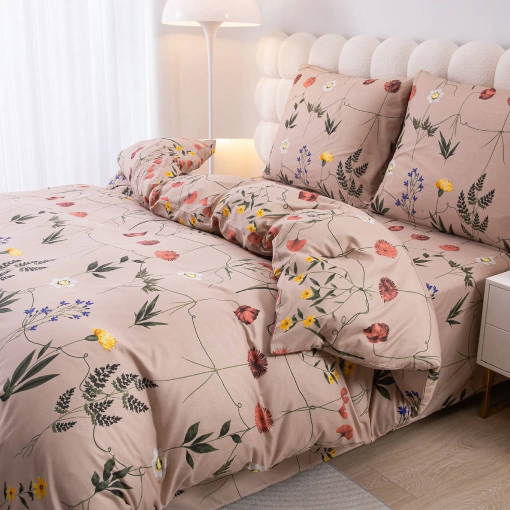 PrzytulneMieszkanie.pl PrzytulneMieszkanie.pl Pościel z mikrofibry HERBAR beżowa Rozmiar pościeli: 2 szt 70 x 90 cm | 200 x 220 cm