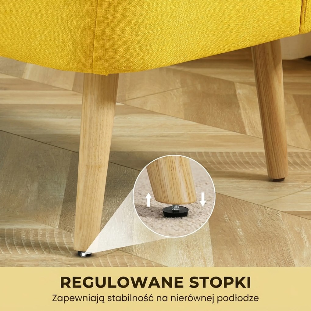 HOMCOM 2-osobowa sofa, miękkie obicie, łatwa do czyszczenia, do 220 kg, 117 x 56,5 x 77 cm, żółta | Aosom PL