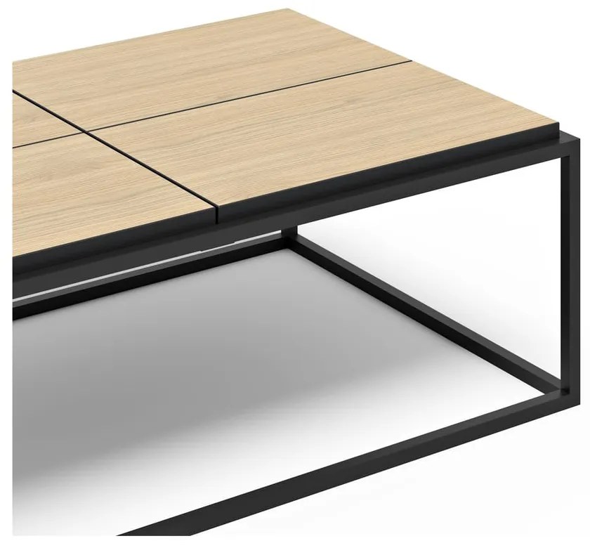 Czarny stolik z blatem w dekorze dębu 75x120 cm Douro – TemaHome