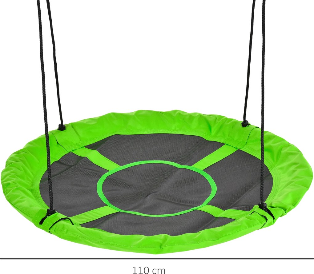 Outsunny Huśtawka gniazdowa zielona odporna na warunki atmosferyczne do 100 kg z regulowanymi linami | Aosom PL