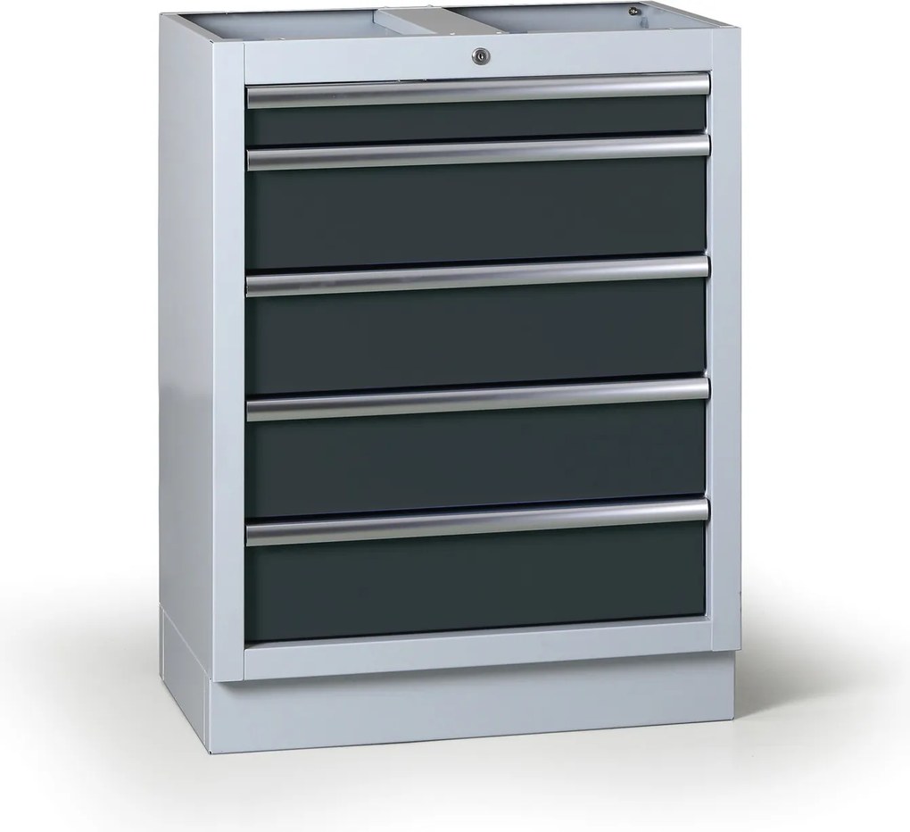 Szafka warsztatowa do blatu G2, 5 szuflad, 680 x 455 x 910 mm, grafitowy