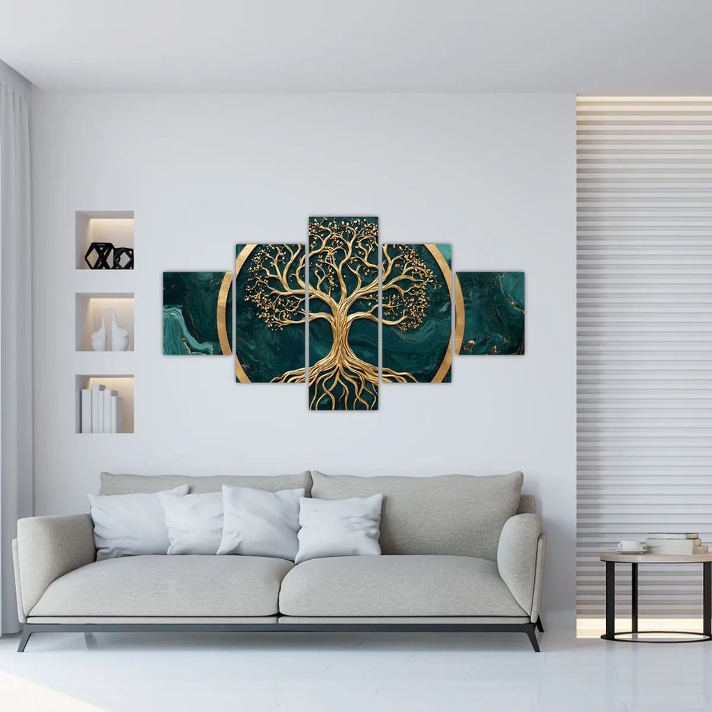Obraz – Złote drzewo życia w marmurze (125x70 cm)