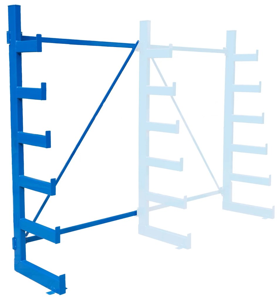 Regał wspornikowy dodatkowy, jednostronny, choinkowy, 2000 x 1330 x 624 mm, 6 półek