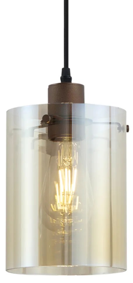 Nowoczesny reflektor w kolorze ciemnego brązu z bursztynowym szkłem do systemu szynowego 1-fazowego - Iconic Dome Nowoczesny Oswietlenie wewnetrzne