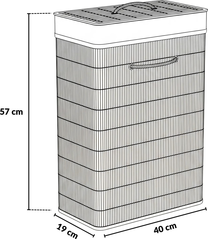 Kosz na pranie bambusowy, 40 x 19 x 57 cm