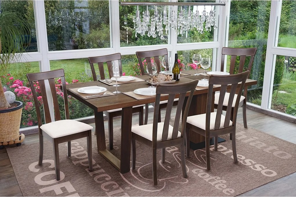 Krzesło do jadalni MCW-G46 (zestaw 6 sztuk),  ciemna rama, beżowe