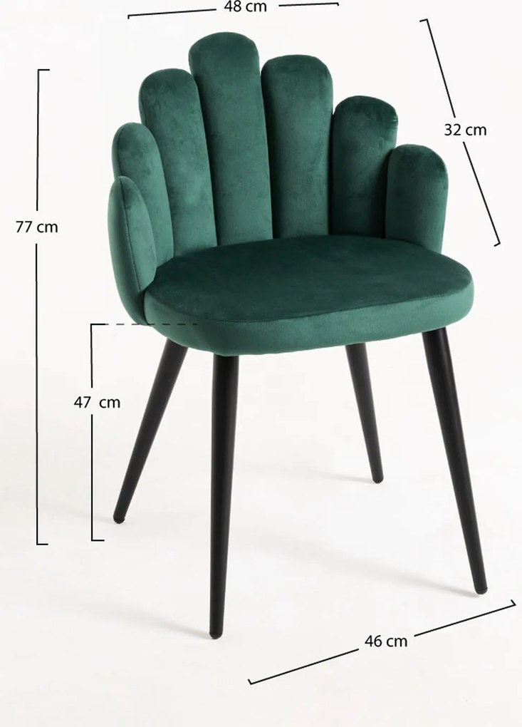 Zestaw 4 Krzese Hand Aksamitne Czarne Nogi