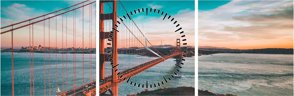 Obraz - Golden Gate, San Francisco (z zegarem) (90x30 cm)