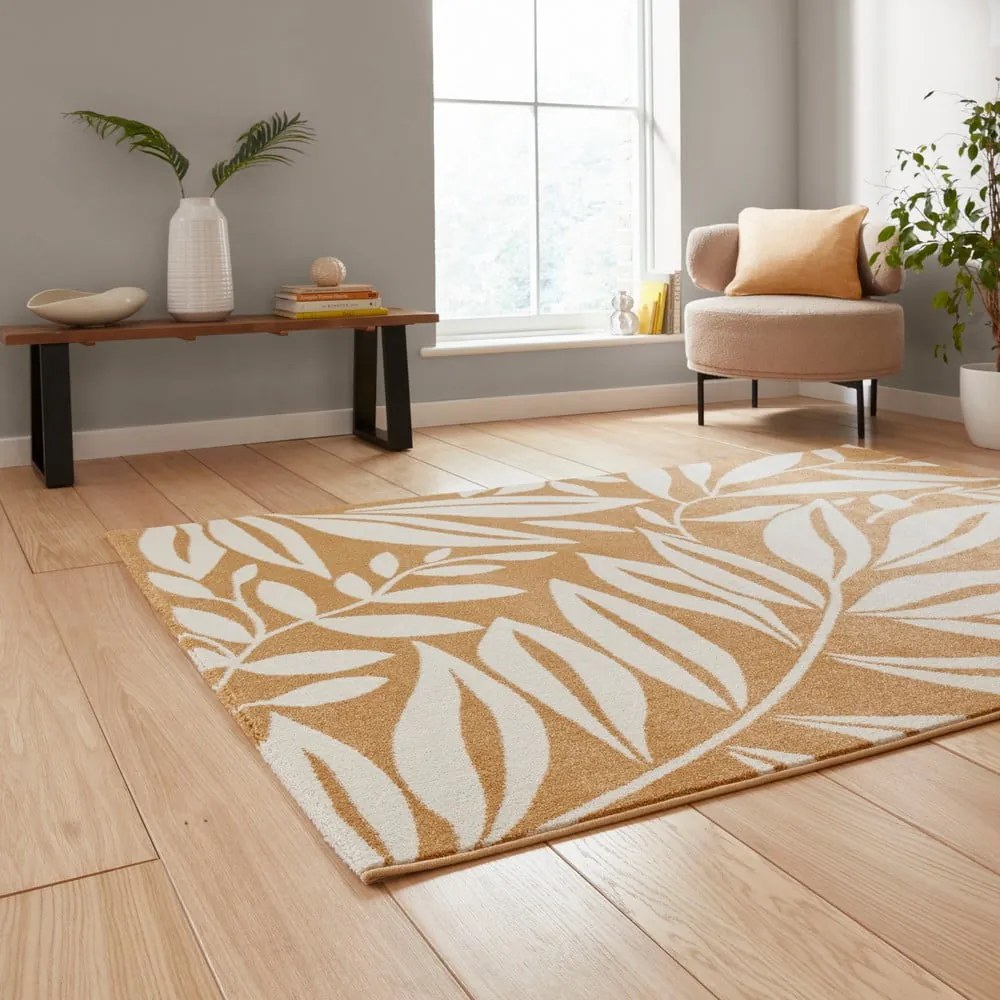 Dywan w kolorze ochry 120x170 cm Sorral Leaves – Catherine Lansfield