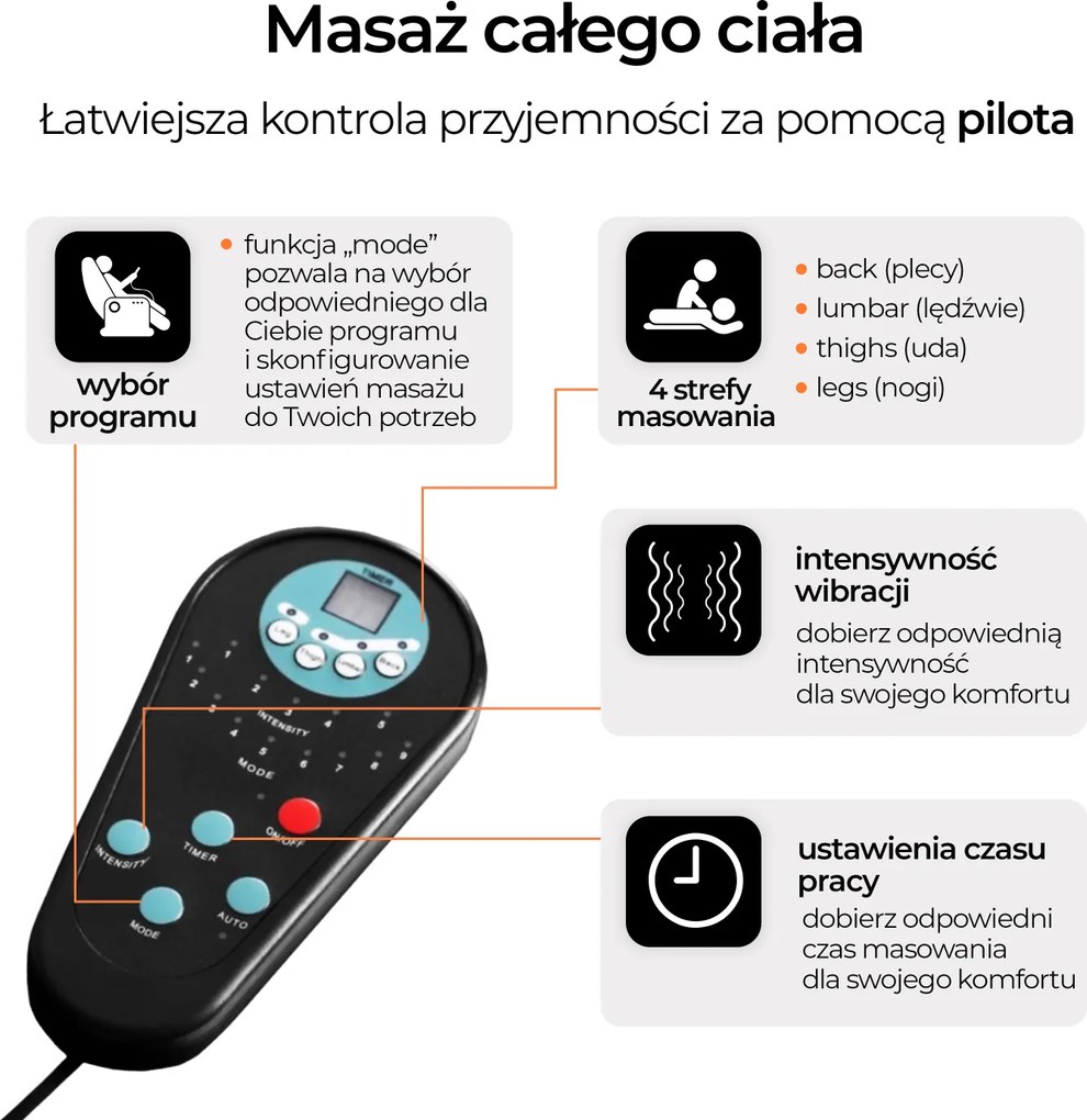 Fotel Rozkładany Obrotowy Masujący z Podnóżkiem SPIKE 2 Szary Nowoczesny