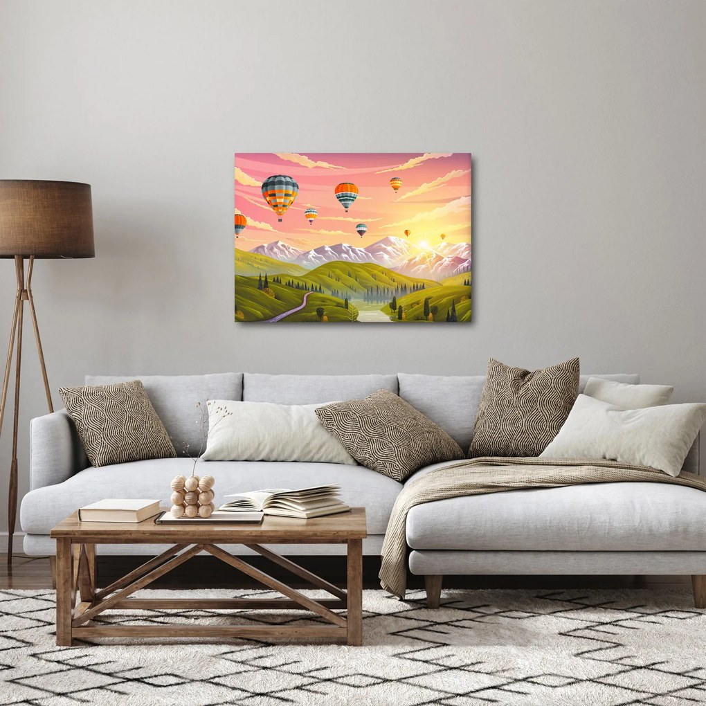 Obraz balonów nad krajobrazem (70x50 cm)