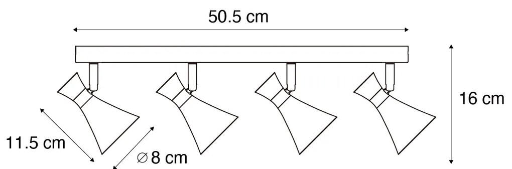 Nowoczesny reflektor sufitowy czarny 4-punktowy obrotowy i przechylny - Triangle Nowoczesny Oswietlenie wewnetrzne
