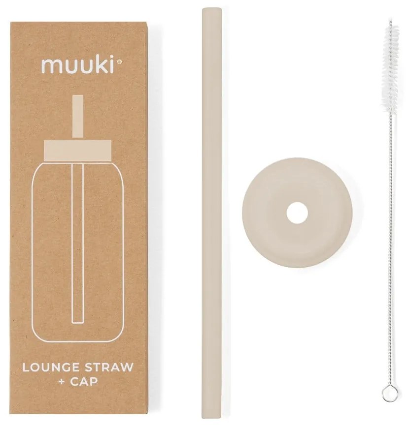 Silikonowa słomka z wieczkiem i szczoteczką w komplecie Summer Sand – Muuki
