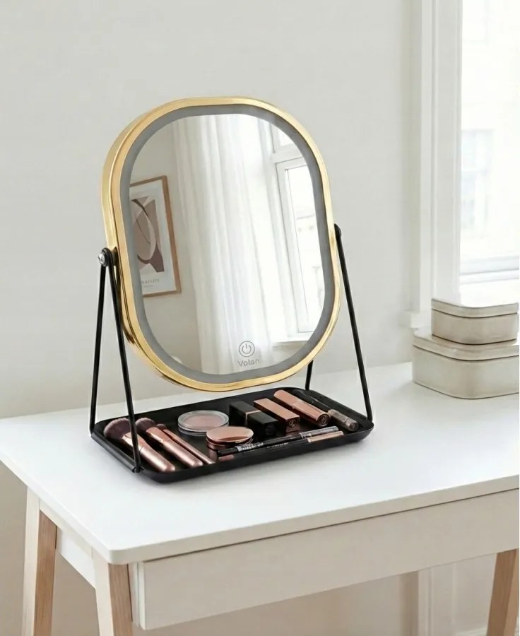 Lusterko Do Makijażu PREMIUM METALOWE Kosmetyczne PODŚWIETLANE LED | VOLAN
