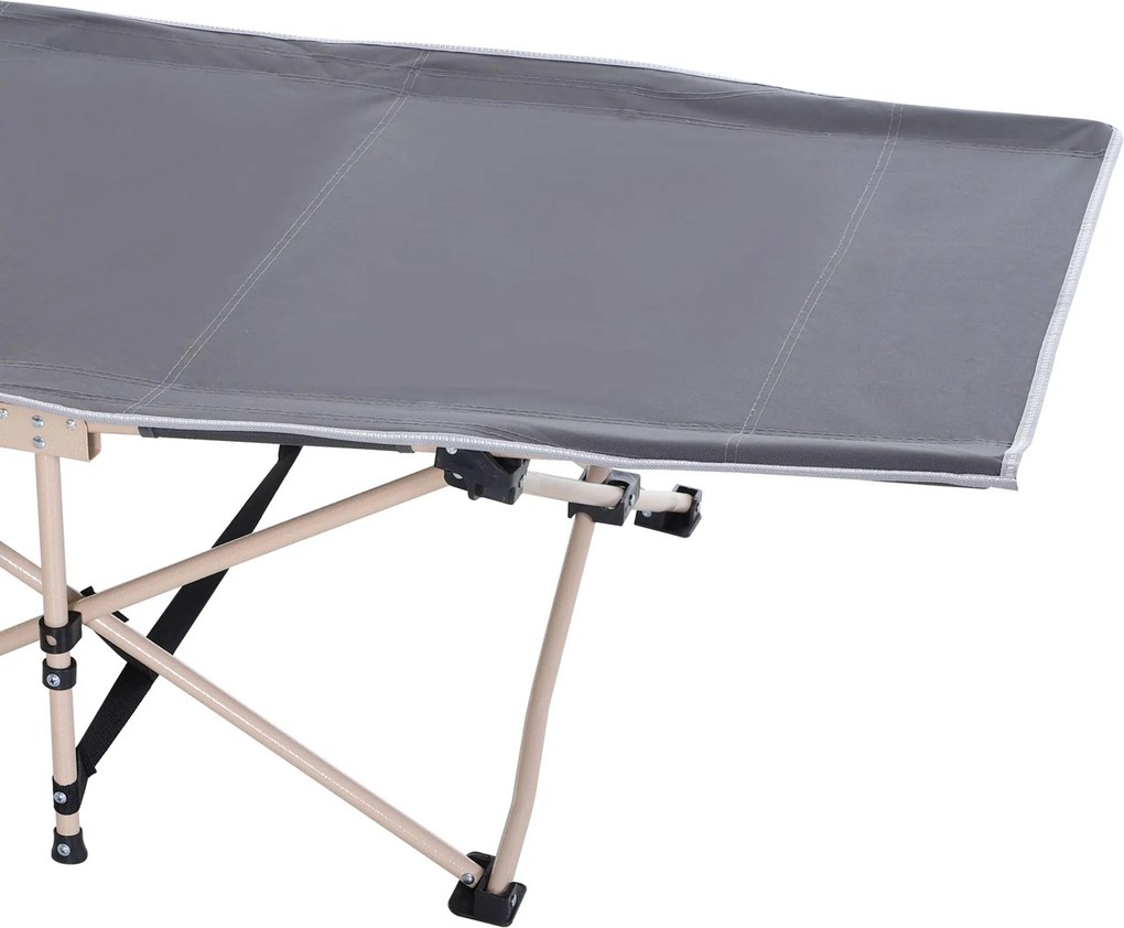 Outsunny Łóżko Kempingowe, Składane, Odporna na Warunki Atmosferyczne, z Torbą, 190 x 68 x 52 cm, Szare