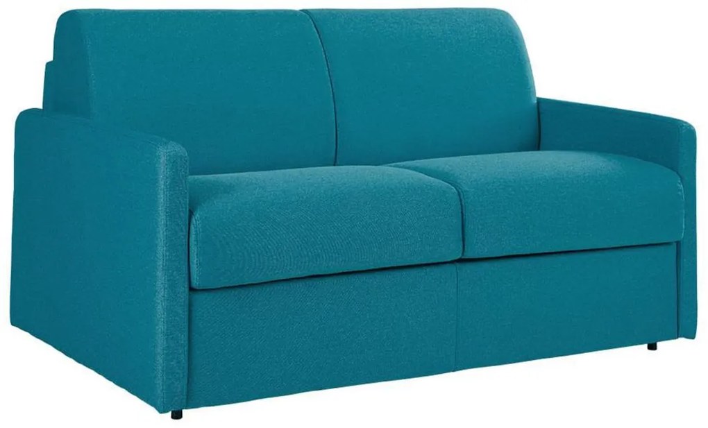 Kanapa 2-osobowa z ekspresowym mechanizmem rozkładania z tkaniny CALIFE - Kolor: turkusowy - Miejsce do spania: 120 cm - Materac 14 cm