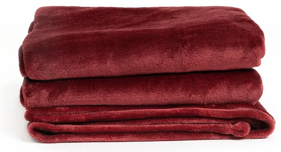 Koc  z frędzlami ROTE bordowy 150x200 cm HOMLA