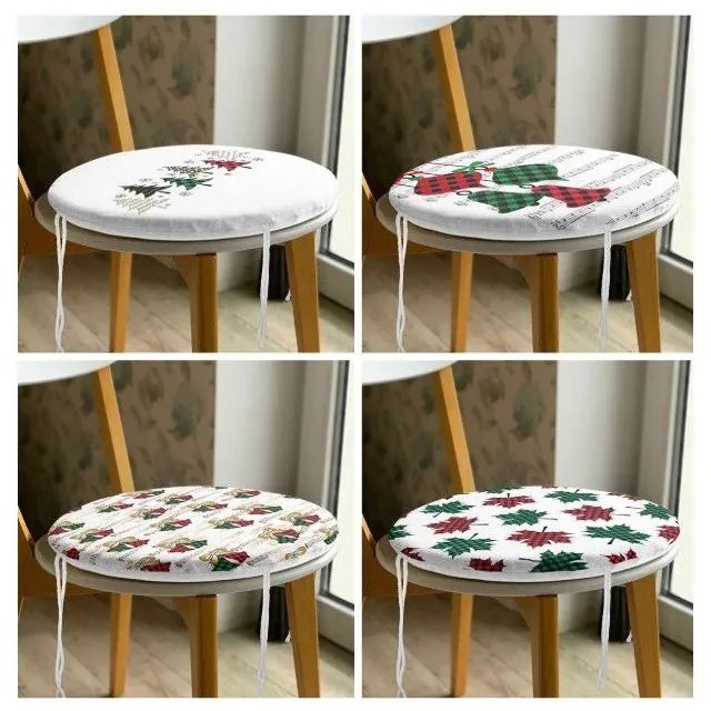 Poduszki na krzesła ze świątecznym motywem zestaw 4 szt. ø 40 cm Tartan – Mila Home