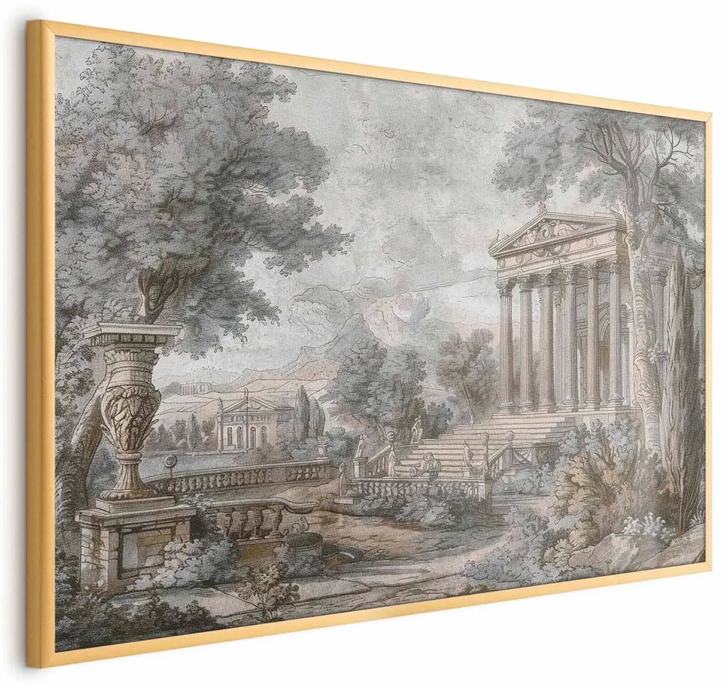 Plakat Świątynia na wzgórzu 30x21 cm z ramą złotą bez marginesu ARTGEIST B