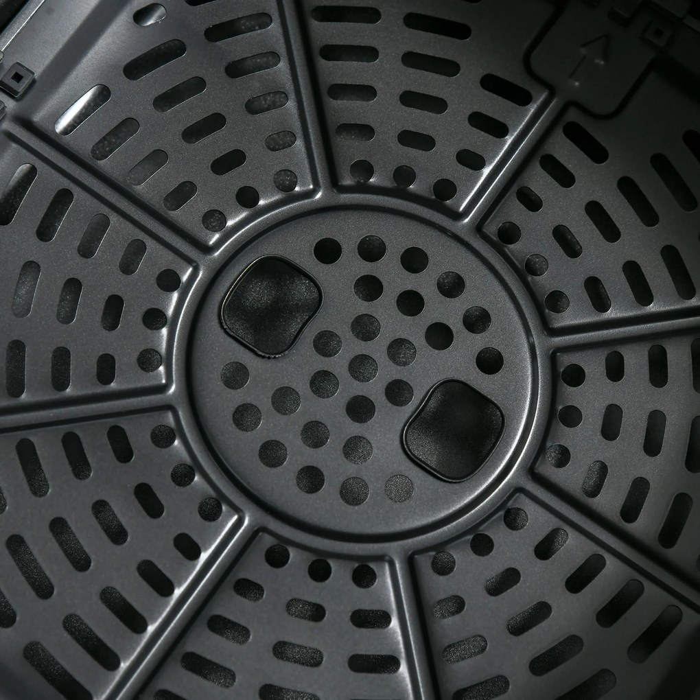 Frytkownica Powietrzna HOMCOM 65L 1700W Czarna Zdrowe Gotowanie Kosz z Powłoką Nieprzywierającą Duża Pojemność | Aosom PL