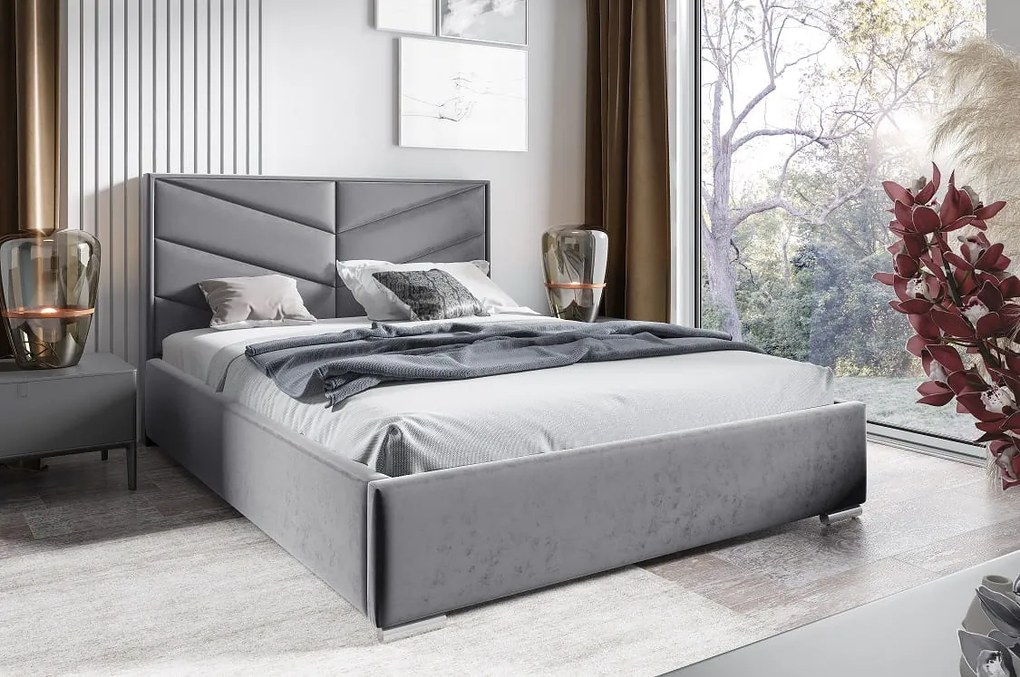 Łóżko tapicerowane z pojemnikiem na pościel Box Pv4