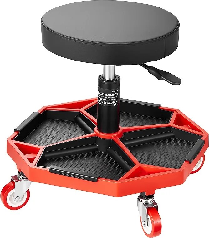 Stołek Warsztatowy, SucceBuy Mobilny Stołek Warsztatowy, Siedzisko dla Mechanika na Kółkach, Nośność 136 kg do Naprawy i Konserwacji Samochodów, Czarny i Czerwony