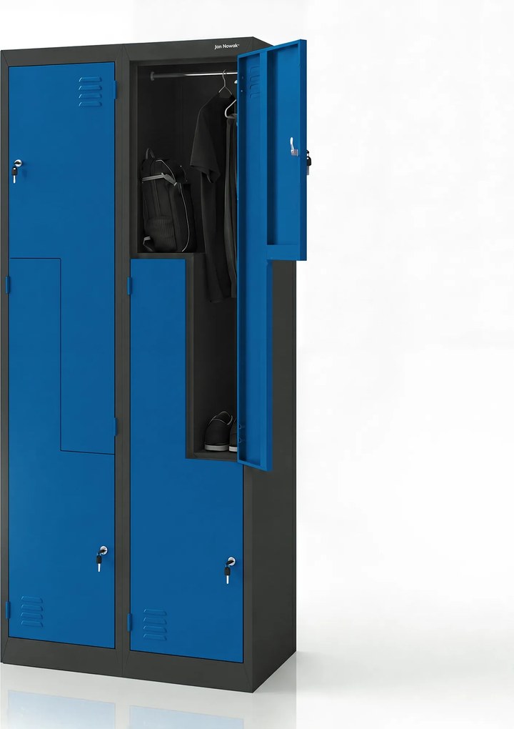Szafa ubraniowa typu L antracytowo-niebieska, 800x1850x450 mm: JULIA