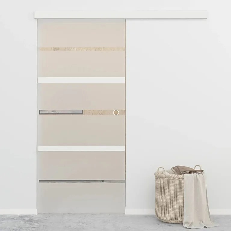 Drzwi przesuwne z hartowanego szkła aluminium 90x205 cm z miękkimi zatrzymywaczami