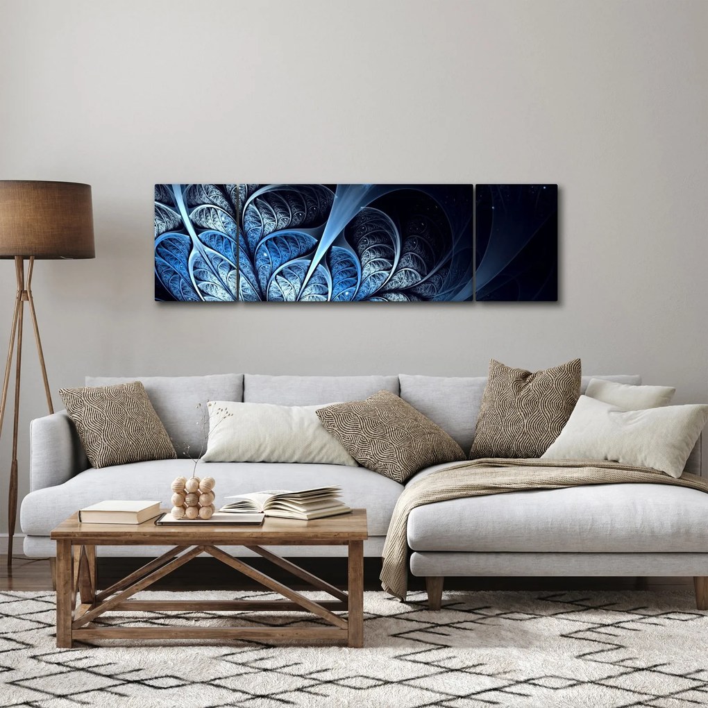 Obraz ciemnoniebieskiego kwiatu (170x50 cm)