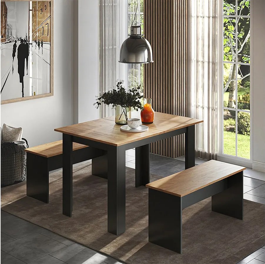 Stół jadalny antracyt/złoty dąb 112x73.6x73 sentio