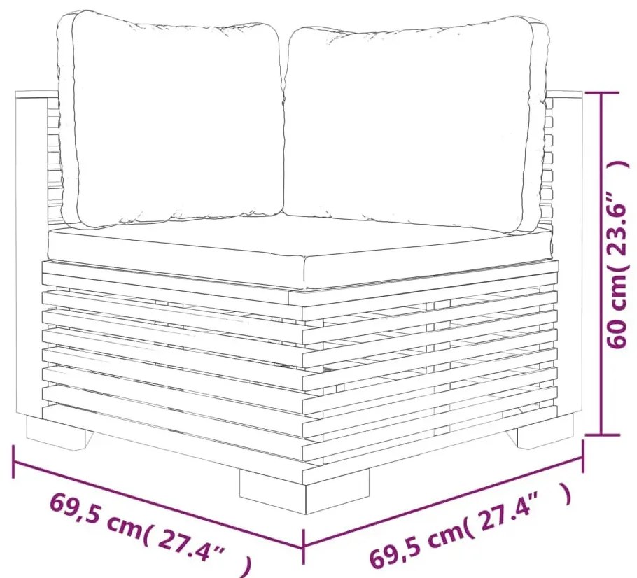 Sofa ogrodowa z drewna tekowego z szarymi poduszkami - Elira