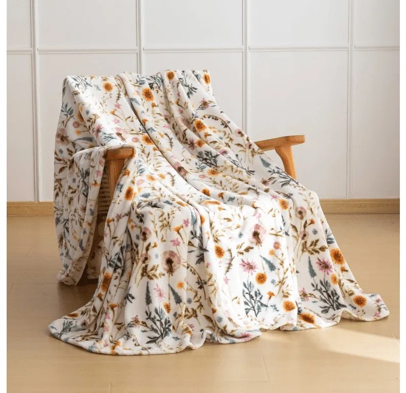 Mikropluszowy koc HERBALIS, kremowy Rozmiar: 150 x 200 cm