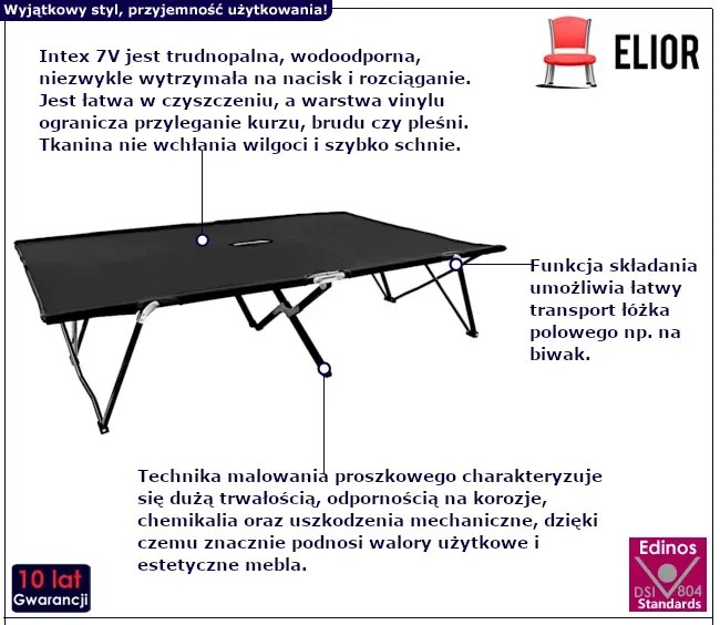 Czarny dwuosobowy leżak składany - Zolano