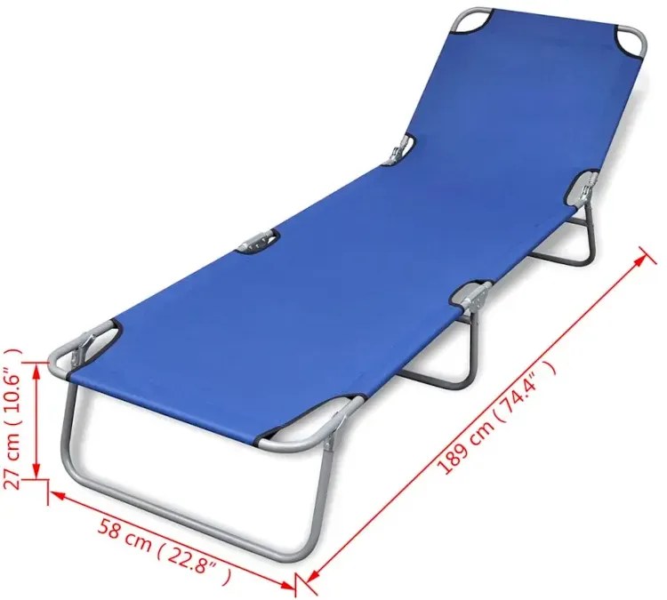 Składany leżak ogrodowy niebieski A9-P54