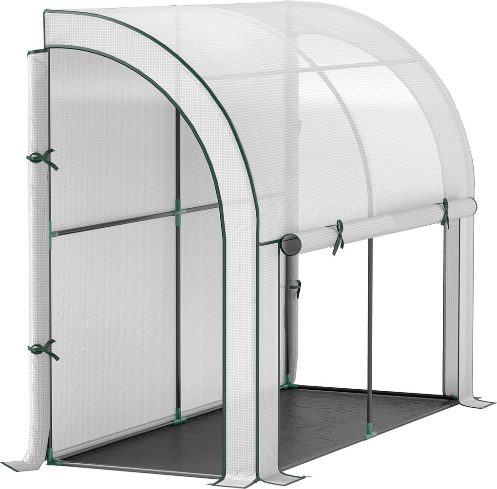 Outsunny Szklarnia montowana do ściany, dostępne dom do roślin, osłona z tworzywa sztucznego, 300 x 80 x 157 cm, Biała