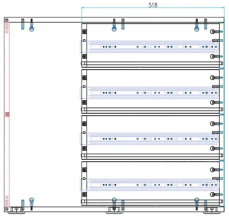 PLAN Kontener biurowy BLOCK Wood, 4 szuflady