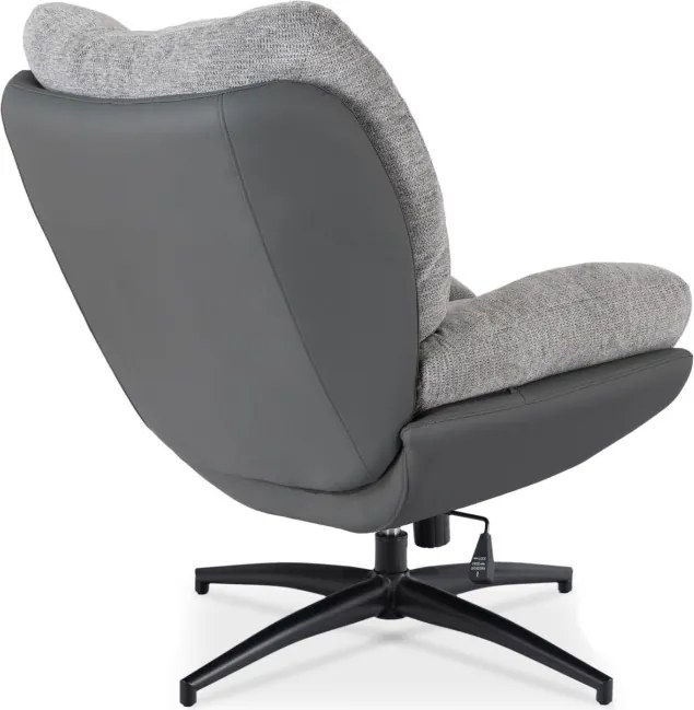 Fotel Wypoczynkowy Obrotowy FREMONT z Podnóżkiem Szary/Czarny Nowoczesny