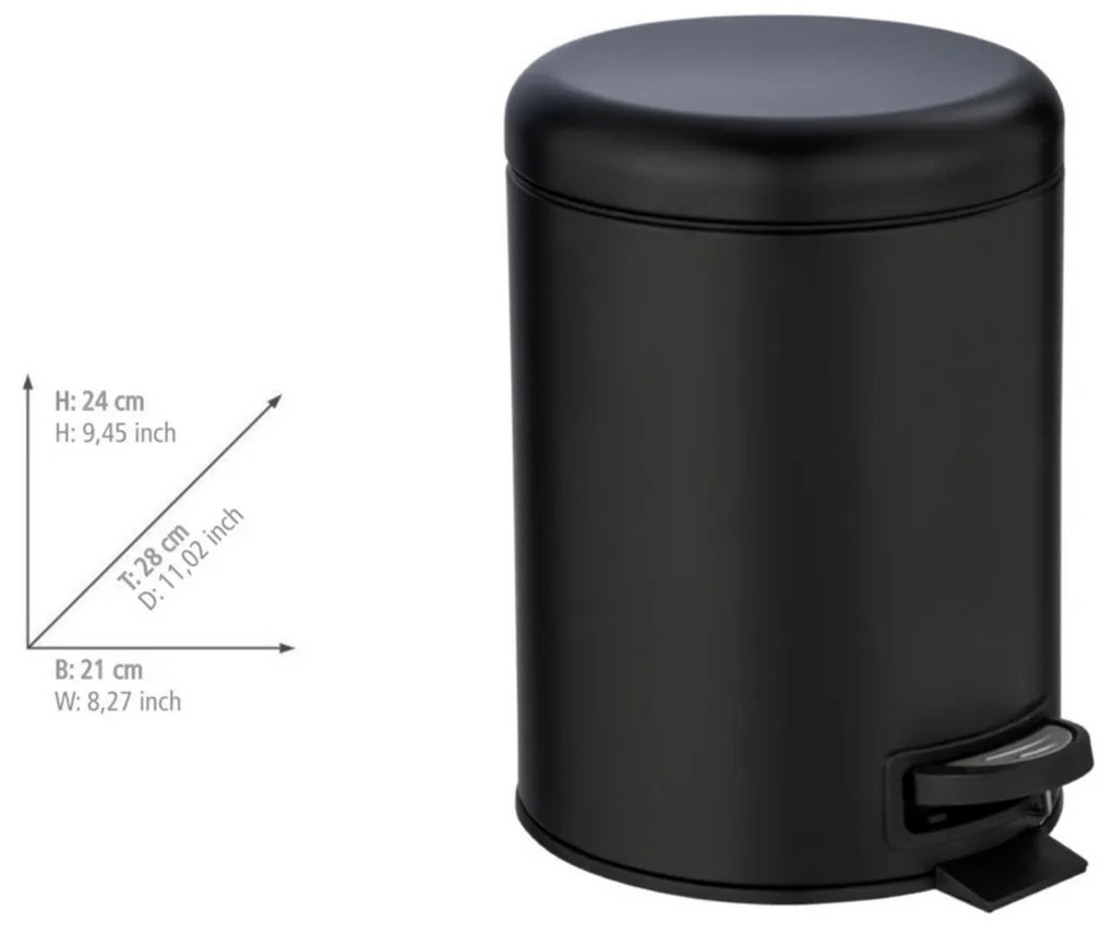 Wenko Kosz na śmieci z pedałem Leman 5 l, czarny, 5 l
